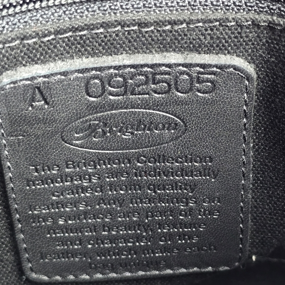 Brighton Croc Embossed Leather Shoulder Bucket Bag Black And Brown Vintage - Picture 10 of 10